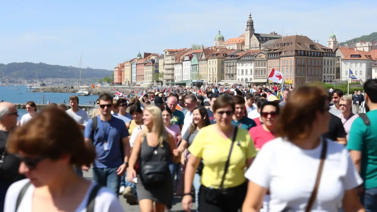Imagen genérica de un grupo de personas participando en una marcha solidaria a favor del autismo en Santurtzi.