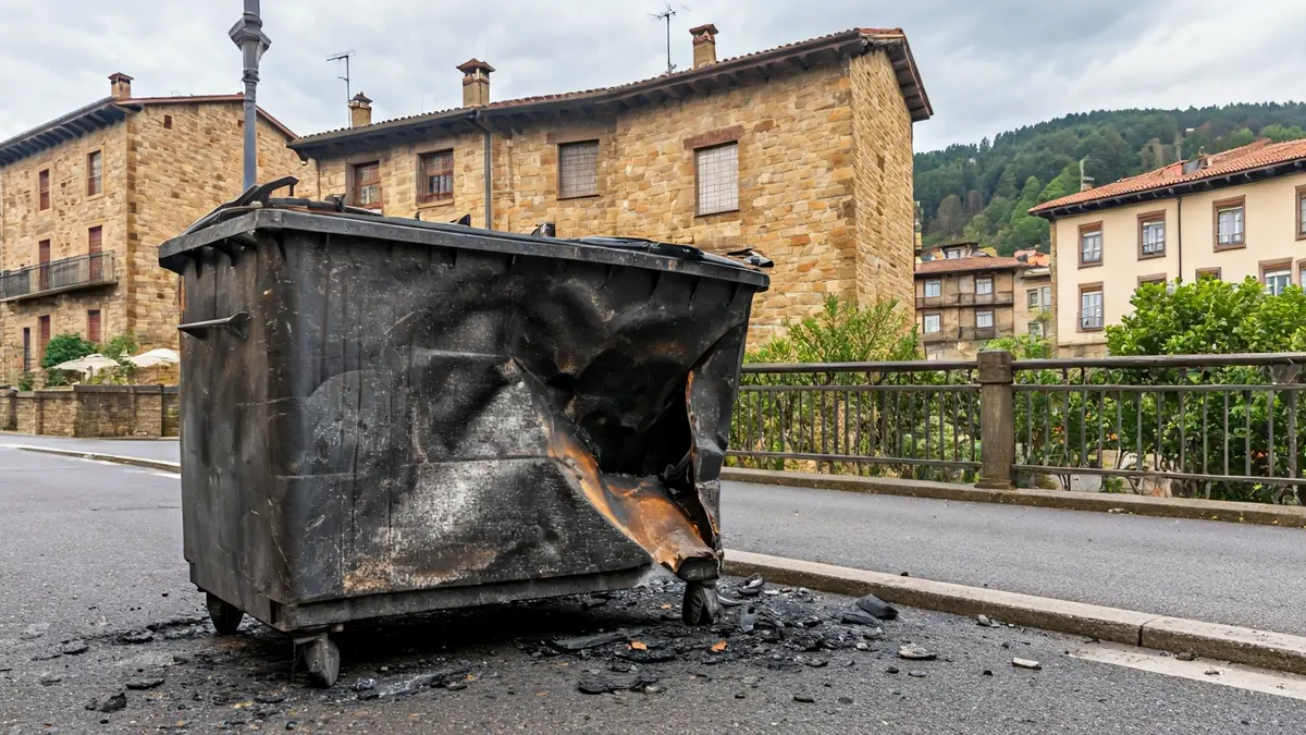 Generic image of a burnt waste container, representing economic damage.