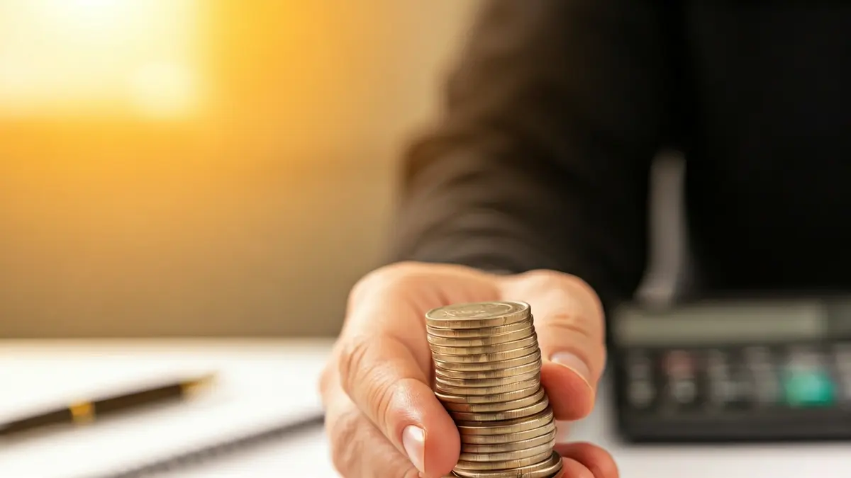 Generic image of a hand holding euro coins, representing financial aid and social benefits.
