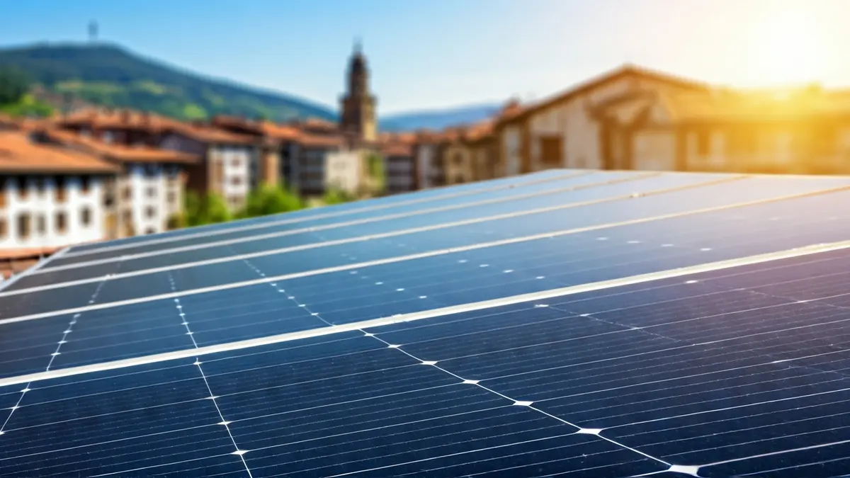 Imagen genérica de paneles solares en un tejado, representando energías renovables.