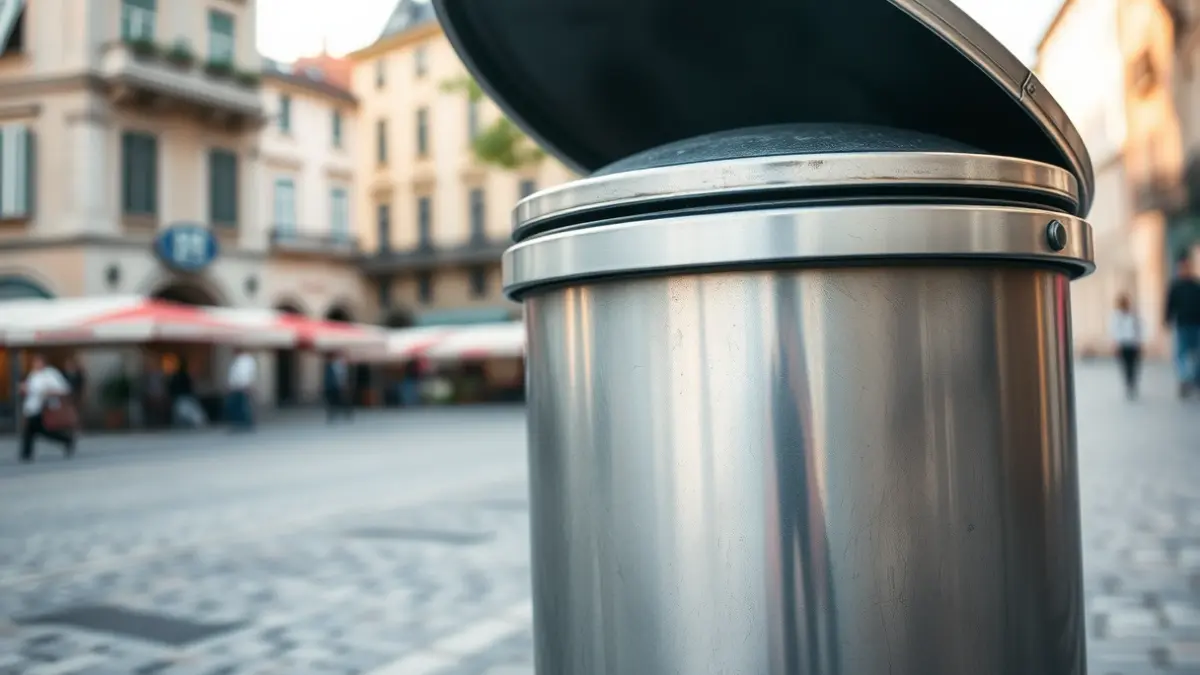 Generic image of a modern urban waste container on a street in Vitoria-Gasteiz.