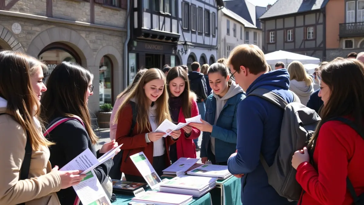 Aiaraldeko ikasleak merkatu batean kontsumo arduratsuari buruzko informazioa ematen.