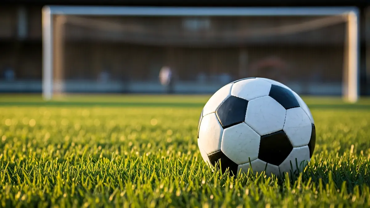 Irudi generikoa futbol-baloi bat belar gainean, atzealdean ate zuri lausoa duela.