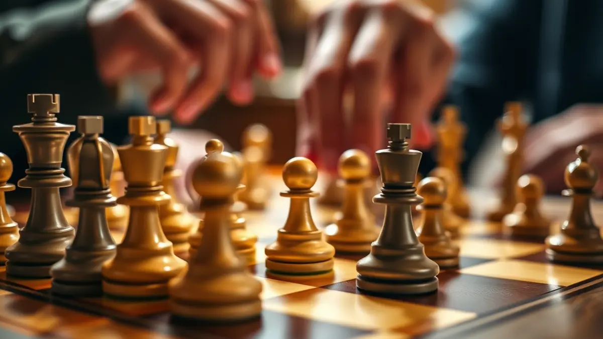 Imagen genérica de un tablero de ajedrez, mostrando las piezas y un movimiento estratégico.