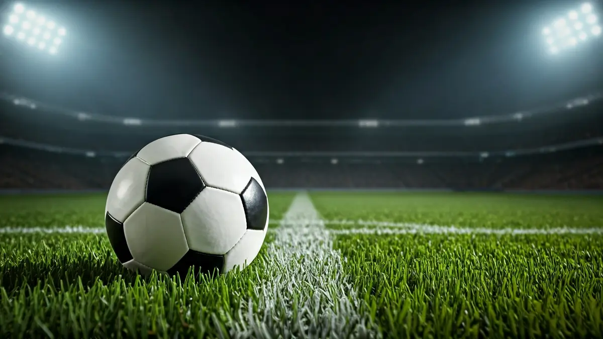 Imagen genérica de un balón de fútbol sobre césped, con el fondo borroso del campo.