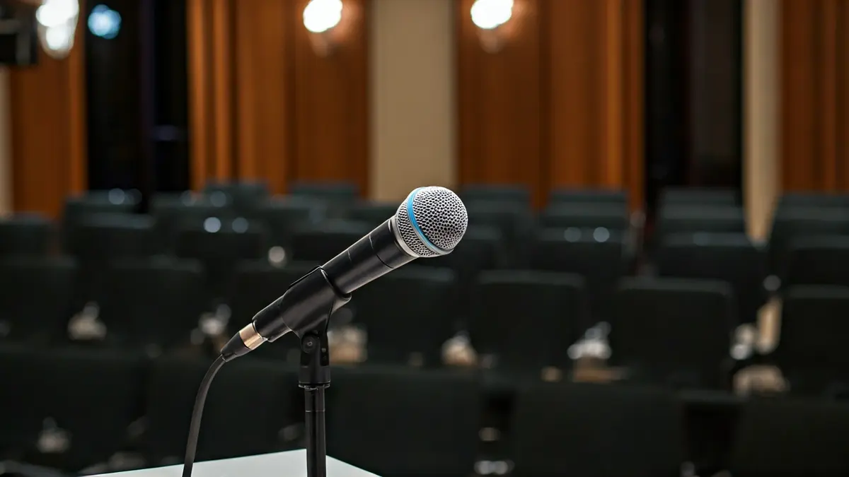 Generic image: a microphone on a podium, representing a public speaking event.