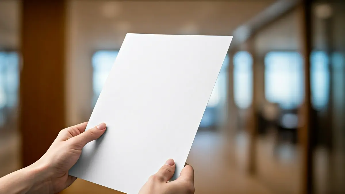 Generic image of hands holding a letter in an office.