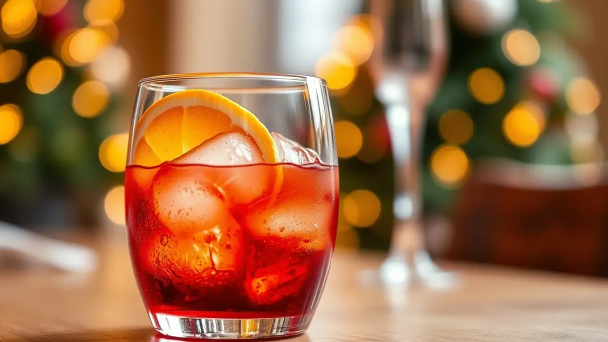 Irudi generikoa vermut edalontzi batena, izotzarekin eta laranja xerra batekin.