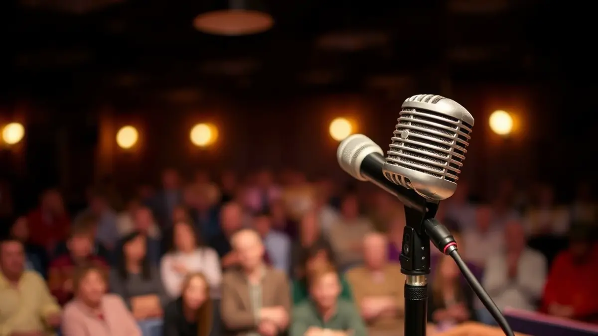 Imagen genérica de un micrófono en un podio, representando un evento cultural.