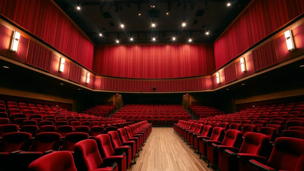 Imagen de los nuevos asientos y la iluminación moderna de un teatro renovado.