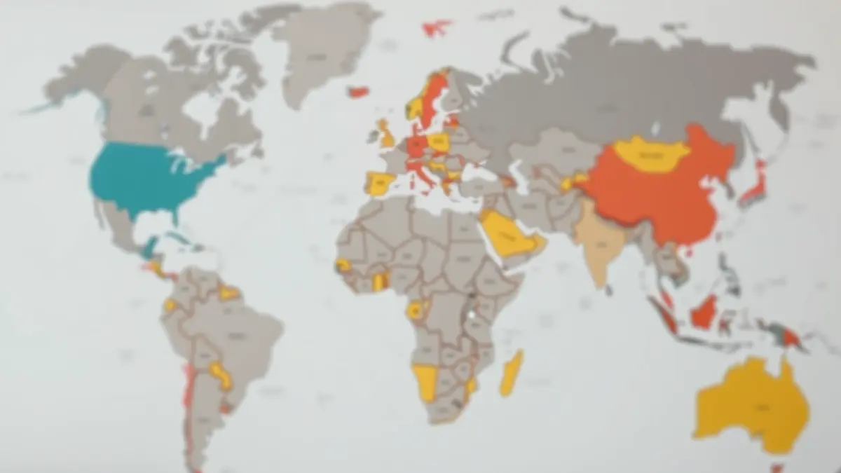 Generic image of a blurred world map, symbolizing global conflicts.