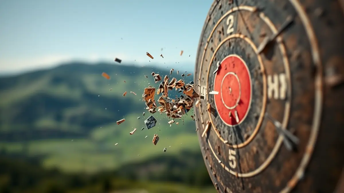 Plater-tiroketako lehiaketa baten irudi generikoa, plater bat airean apurtuta.