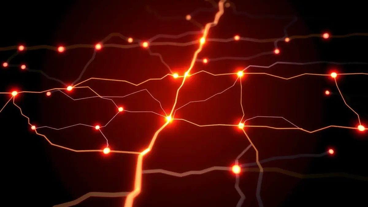 Generic image of an abstract representation of an electrical grid, symbolizing energy flow and potential vulnerabilities.