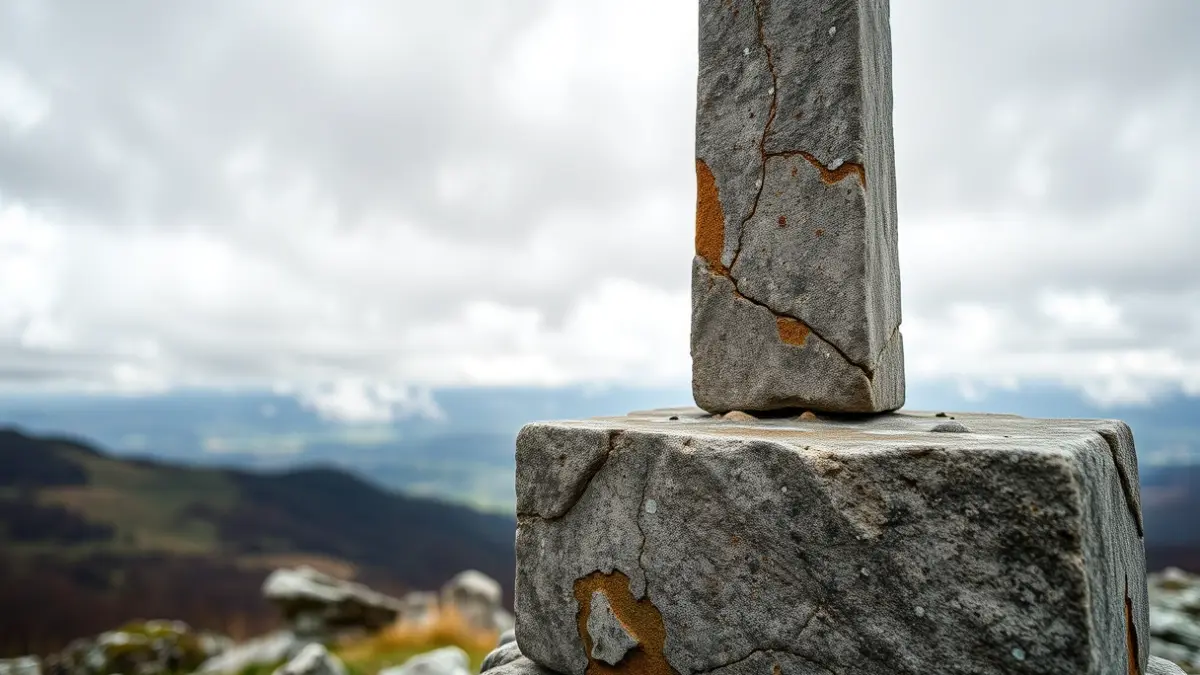 Gorbeako gurutzearen oinarriaren irudi generikoa, higadura eta konponketa lanak erakusten dituena.