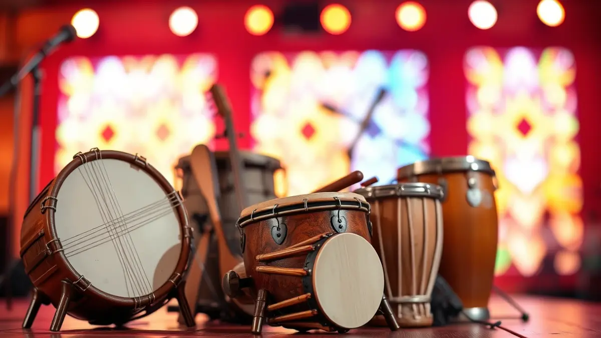 Imagen genérica que representa la presentación de la canción del Araba Euskaraz, con instrumentos musicales.