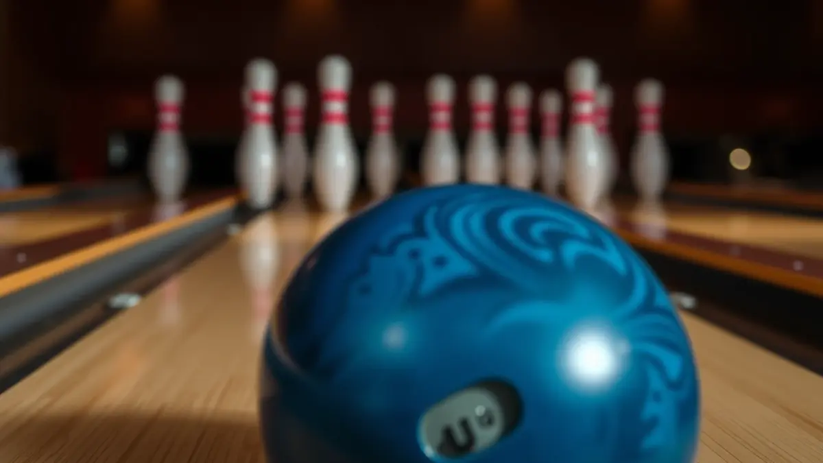 Generic image of a close-up of a Basque bowling ball on a wooden lane.