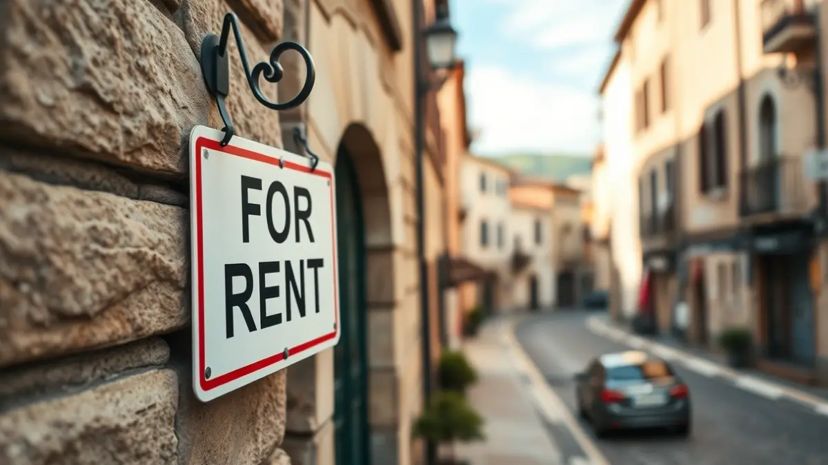 Irudi generikoa: Alokairuan jartzen duen kartela euskal herri bateko fatxada batean.