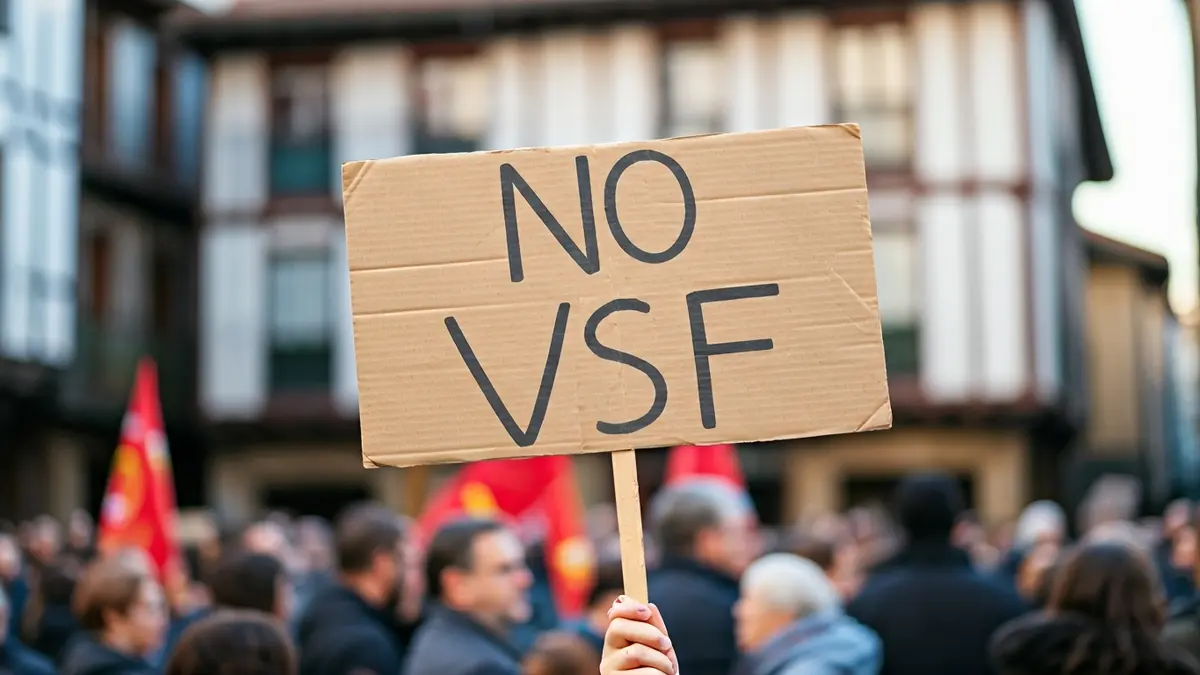 Citizens of Arrigorriaga protesting against the VSF project.