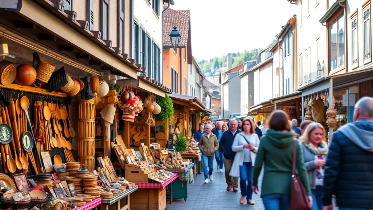 Generic image of an artisan market with stalls displaying products.