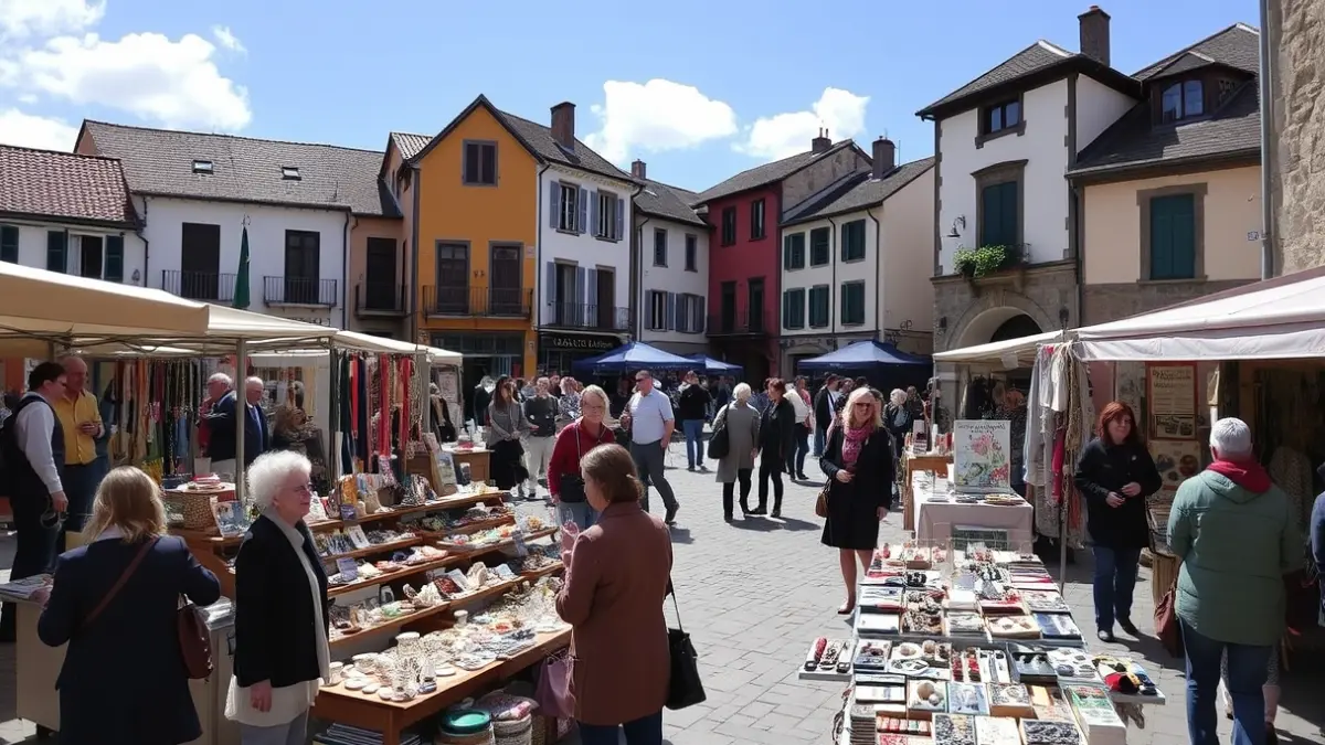 Generic image of an artisan market, with people browsing products at stalls.