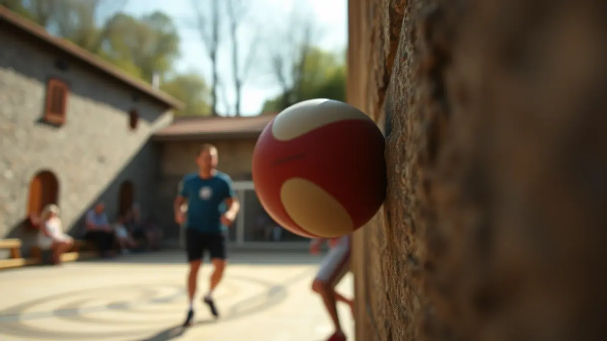 Generic image of a pelota ball hitting a fronton.