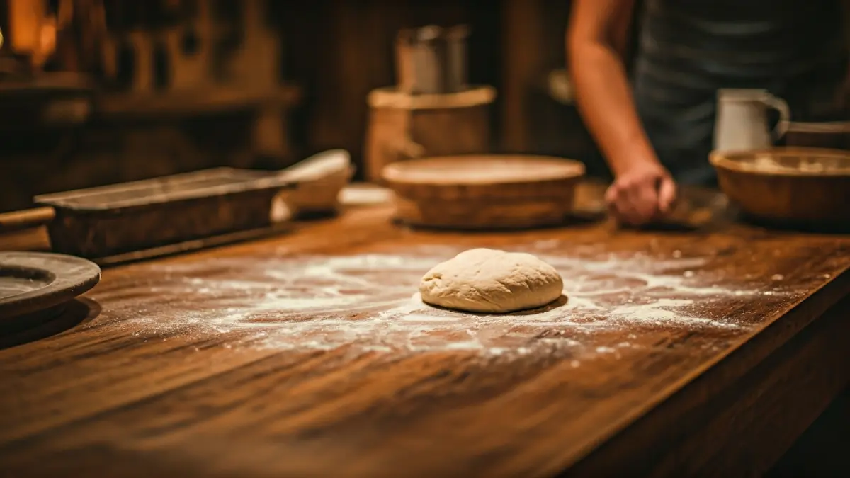 Irudi generikoa ogia egiteko tailer tradizional batena, baserri bateko sukaldean.