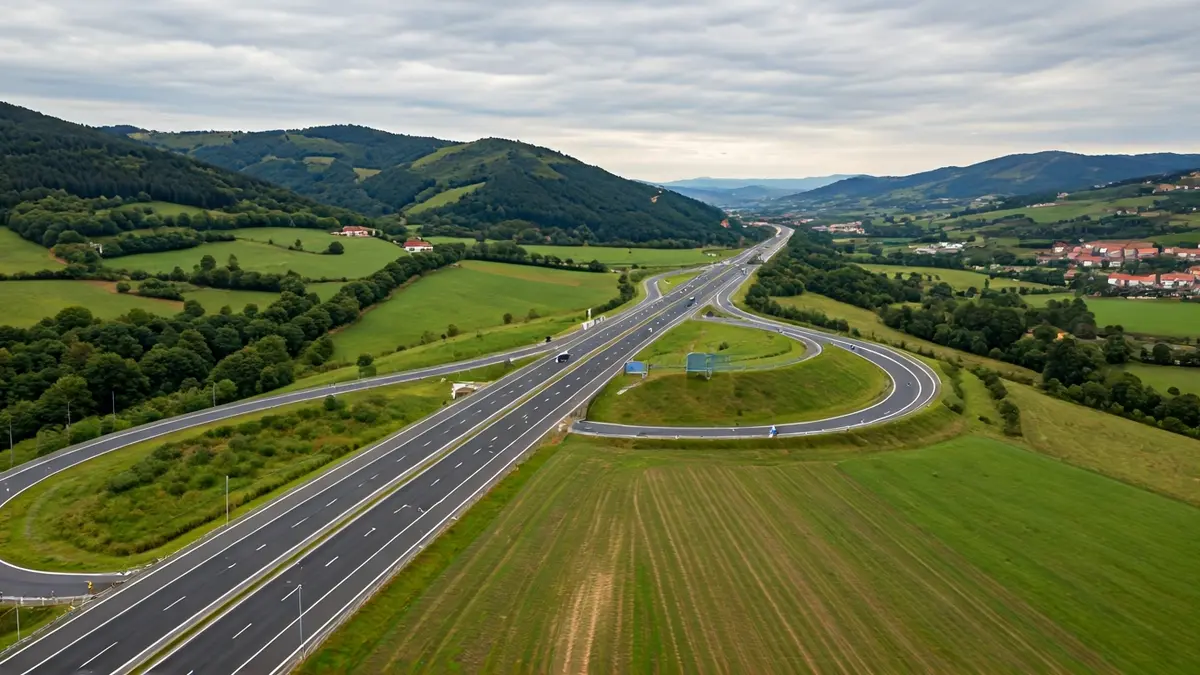 Generic image of an aerial view of the Armiñón junction, symbolizing the Euskadi road network.