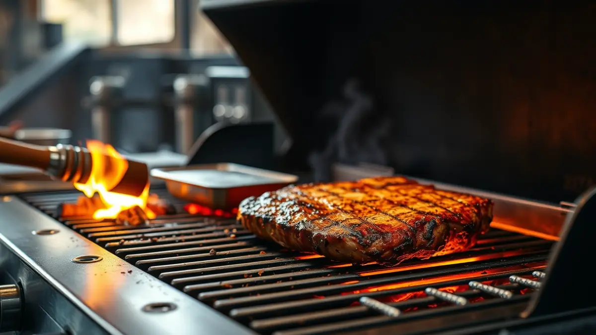 Irudi generikoa, kalitate handiko haragia parrillan erretzen.