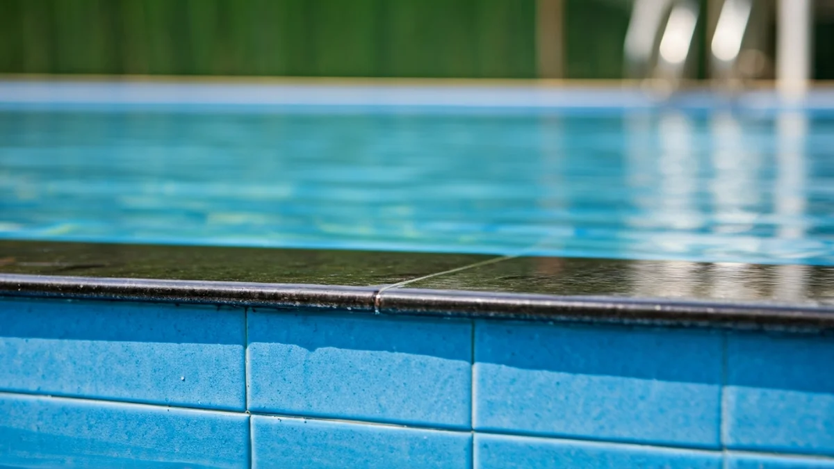 Irudi generikoa igerileku baten ertzaren, ur-ihes txiki bat erakusten duena.