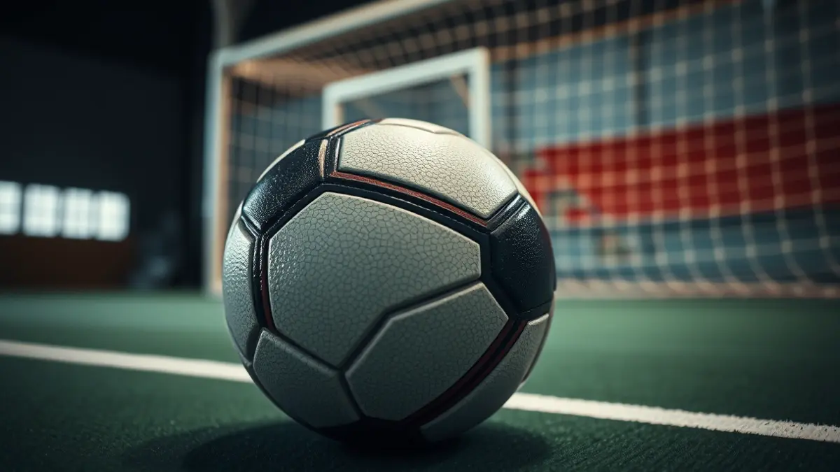 Irudi generikoa eskubaloi pilota bat kantxan, atzealdean sare lausoa duela.