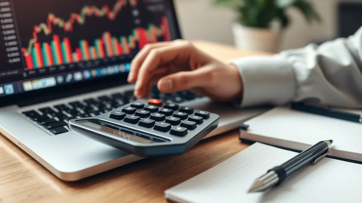 Generic image of hands using financial management tools.