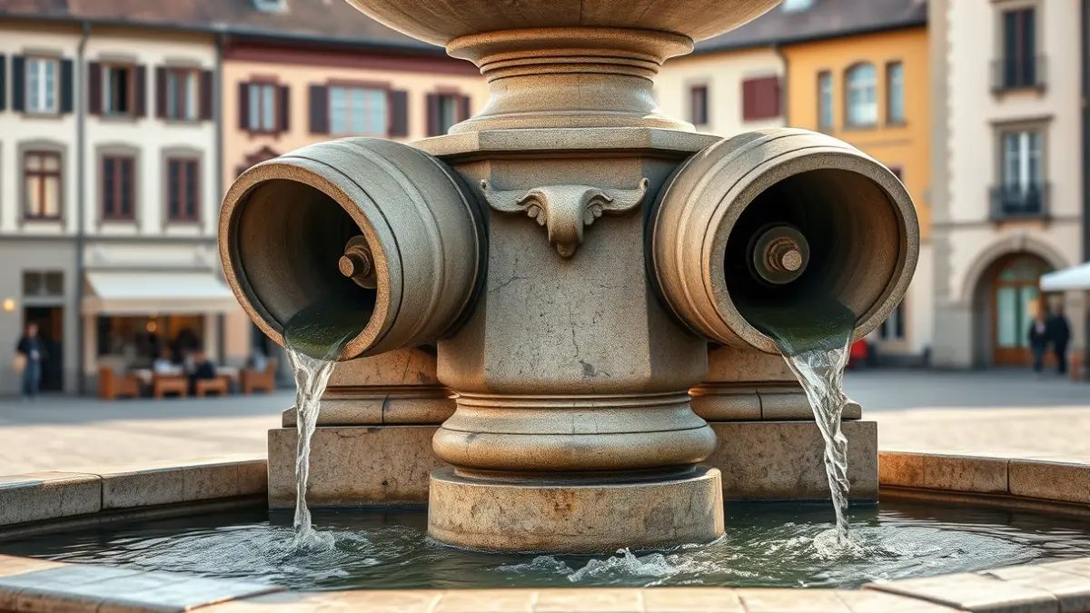 Generic image of the Barricas Fountain in Azkoitia, a neoclassical stone fountain with two large barrels.