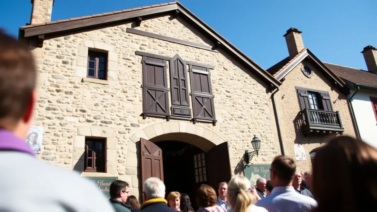 Exterior of the Azkoitia Batzoki, with people at a celebration.