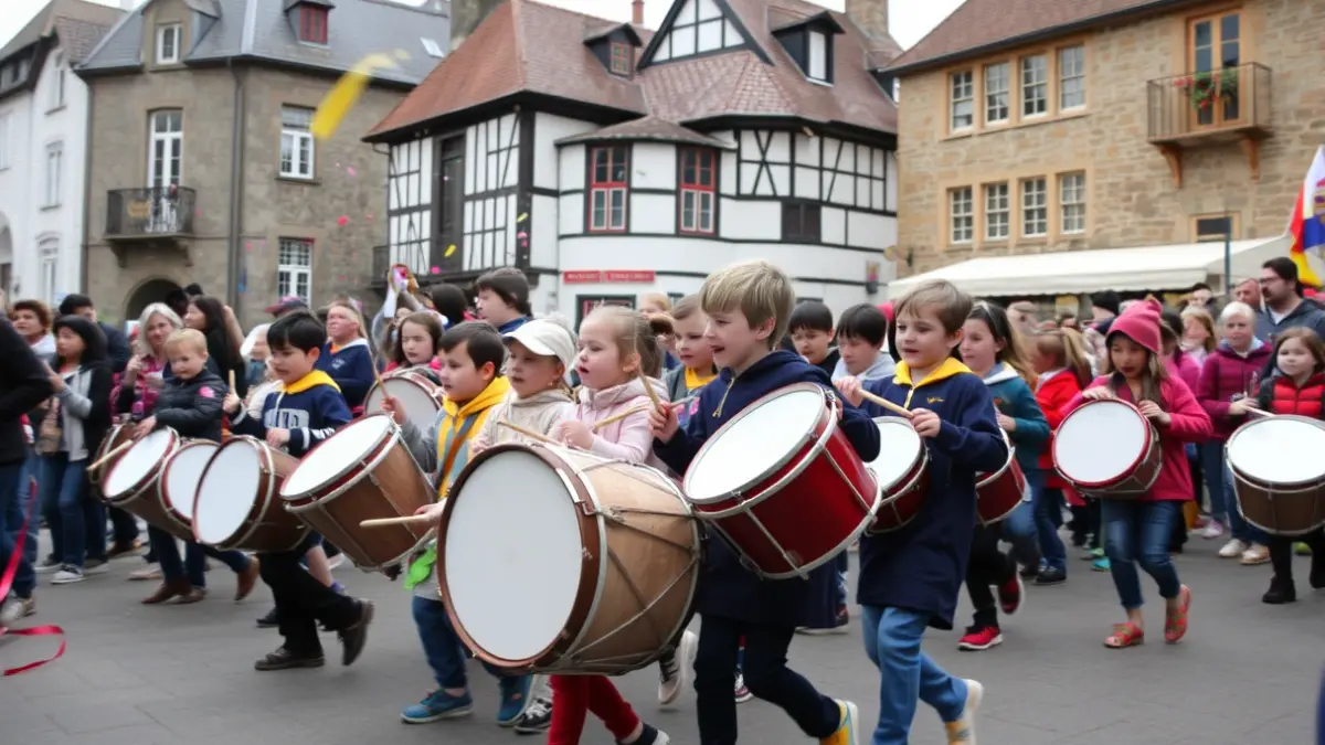 Children's drum parade in Azkoitia, weather-dependent.