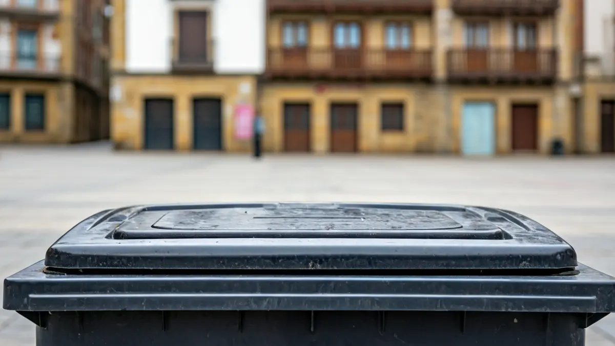 Generic image of a close-up of an underground waste container lid in a square in Azkoitia.