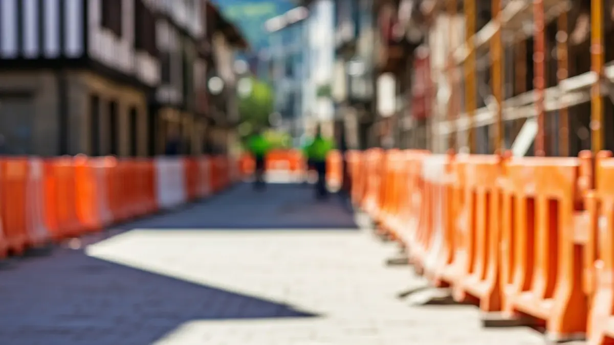 Imagen genérica de barreras de seguridad en las obras de la calle Donejakue de Azpeitia.