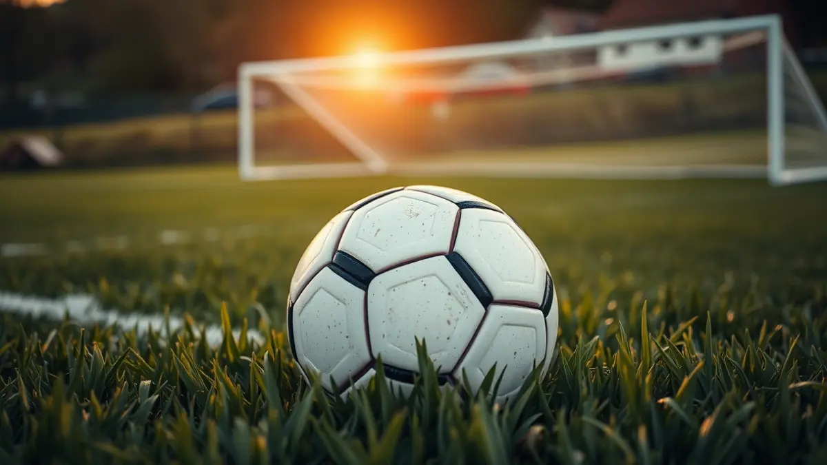 Irudi generikoa futbol-baloi bat belar gainean, atzealdean atea lausotuta.