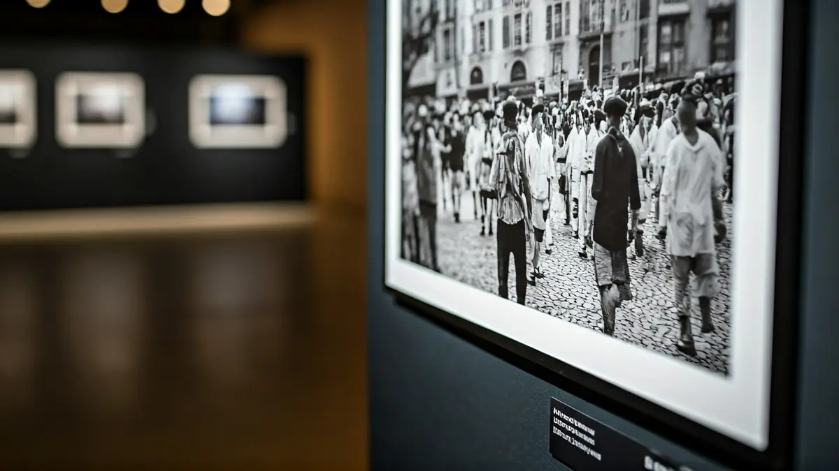 Irudi generikoa: Zuri-beltzeko argazki bat erakusketa batean, 'sokamuturra' irudikatzen duena.