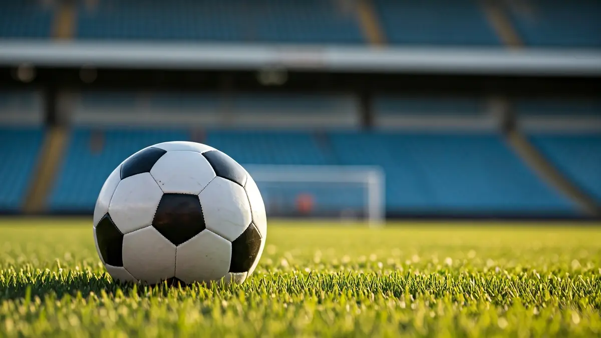 Irudi generikoa futbol-baloi bat belar gainean, atzealdean atea lausotuta.