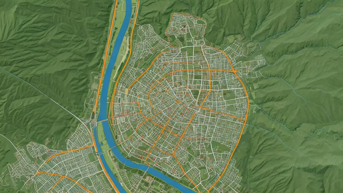 Barakaldoko Cadagua haranaren mapa bat, hirigintza-berrikuntza beharra duten auzoak erakusten dituena.