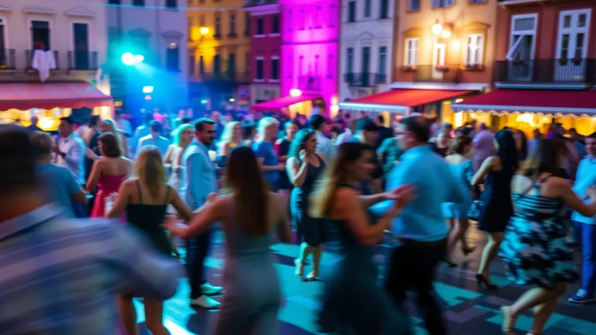 Generic image of a street dance festival scene, full of energy and movement.