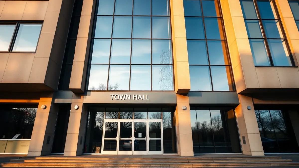 Generic image of Barakaldo's town hall facade, under sunlight.