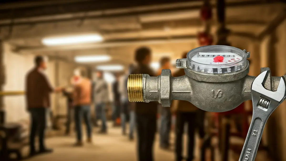 Irudi generikoa ur-kontagailu baten eta giltza baten, konponketa edo mantentze-lanak iradokitzen dituena.