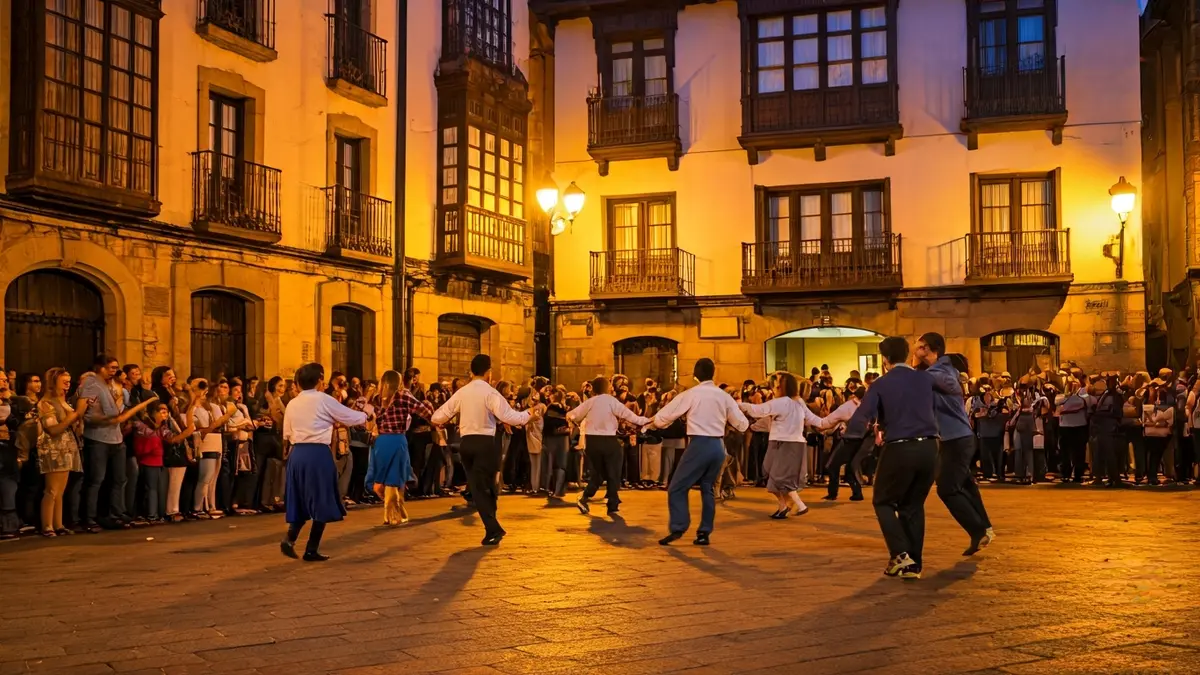 Imagen genérica de la Euskal Astea de Basauri, con gente bailando y cantando en una kalejira.