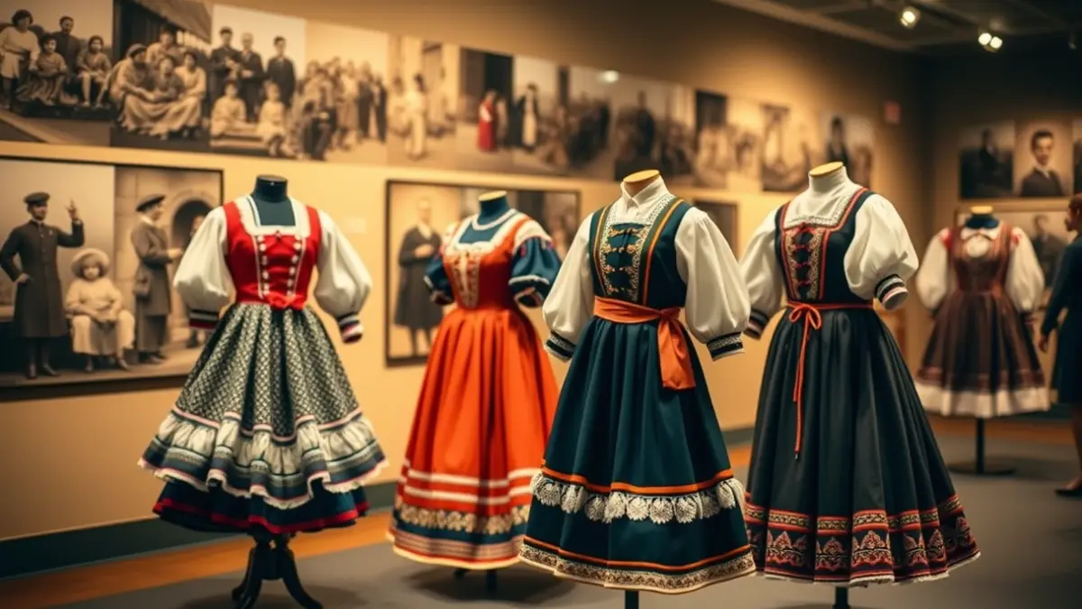 Basauritar Dantza Taldearen historia erakusten duen erakusketa baten irudi generikoa.