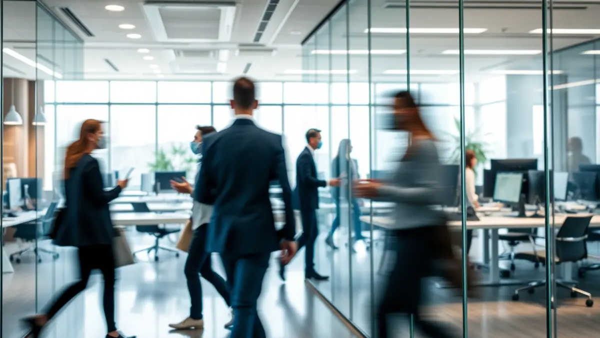 Irudi generikoa: bulego moderno bateko barrualdea, berrikuntza eta ekintzailetza irudikatzen duena.