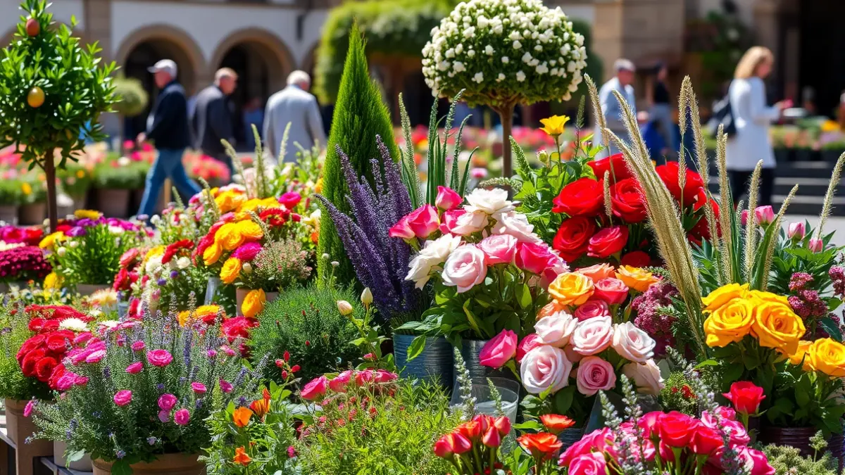 Generic image of the Flower and Plant Fair to be held in Erauskin square in Beasain, showcasing a variety of plants and flowers.