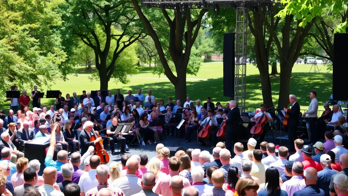 Musika eta dantza eskolako orkestra sinfonikoaren kontzertua Usondo parkean.