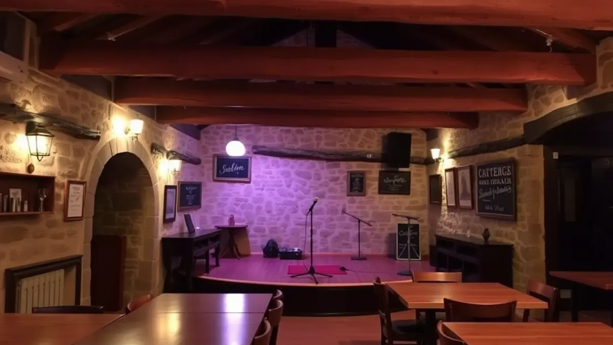 Orozkoko taberna tradizional baten barrualdea, bertsolari txapelketa baten eszenatokia.