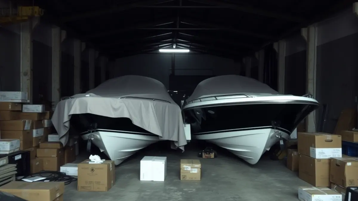 Generic image: Two high-speed boats hidden in a warehouse.
